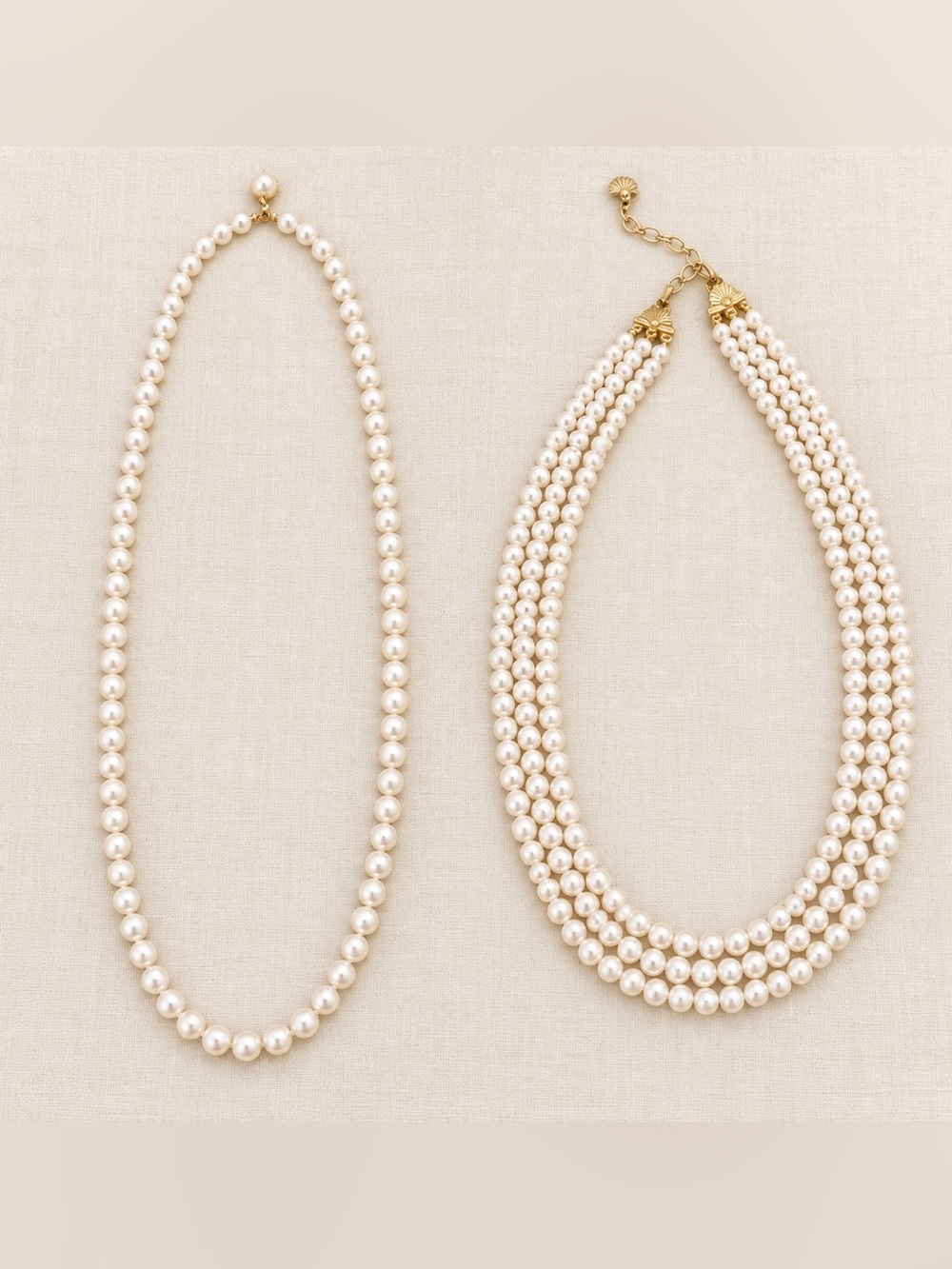 2-Piece Vintage Faux Pearl Necklace Set – Richelieu & Unbranded
